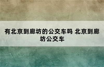 有北京到廊坊的公交车吗 北京到廊坊公交车